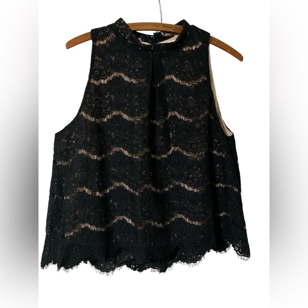 Love Fire Women's Mock Neck Lace Tank Top Black Size L